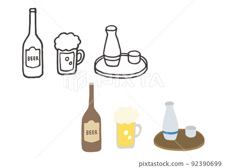 手繪啤酒和清酒插圖 手繪啤酒和清酒插圖 92390699