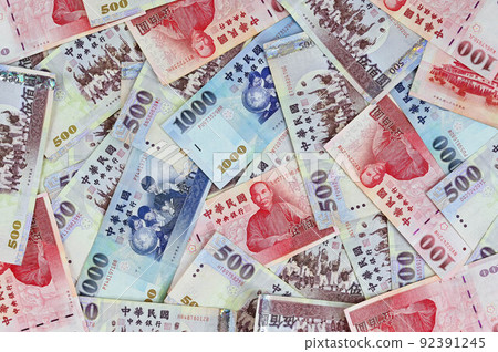 Banknotes, New Taiwan dollars, Taiwan dollars, 100, 500, 1000, paper banknotes, 錢 92391245