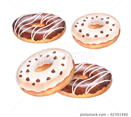 Vector Watercolor illustration of Donuts 92391498