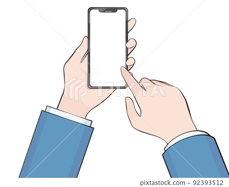 Illustration of a scene touching a smartphone Illustration of a scene touching a smartphone 92393512
