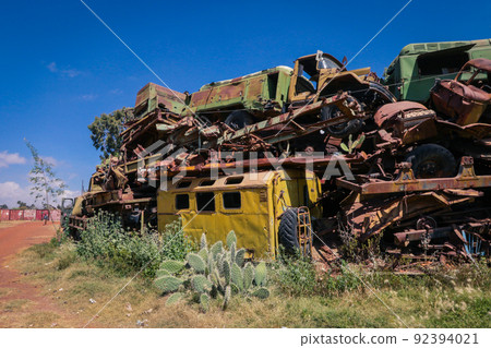 Abandoned Army Tanks on the Tank Graveyard in Asmara, Eritrea Abandoned Army Tanks on the Tank Graveyard in Asmara, Eritrea 92394021