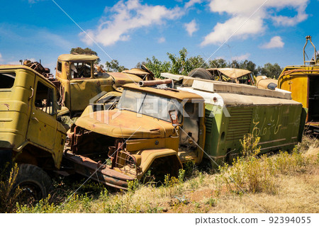 Abandoned Army Tanks on the Tank Graveyard in Asmara, Eritrea 92394055