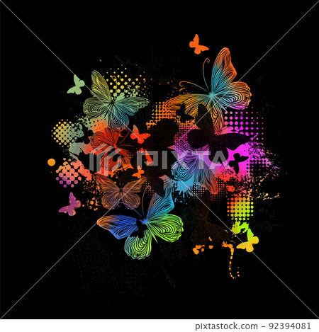 Abstract rainbow butterflies. Vector illustration Abstract rainbow butterflies. Vector illustration 92394081