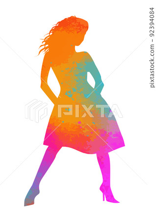 colored silhouette of a beautiful. Vector illustration colored silhouette of a beautiful. Vector illustration 92394084