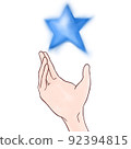 拿著藍色星的手 92394815