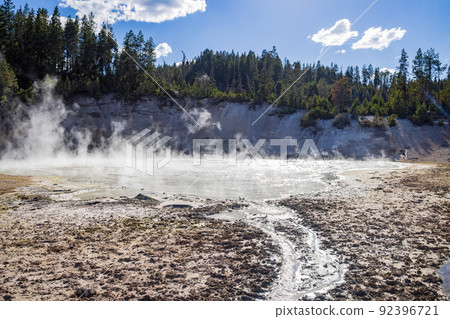Sunny view of the landscape around Mud Volcano in Yellowstone National Park 92396721