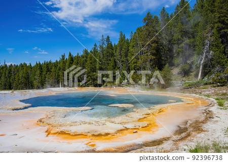 Sunny view of the landscape of Solitary Geyser 92396738