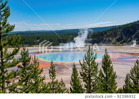 High angle view of the famous Grand Prismatic Spring 92396932