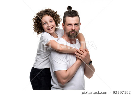 Family portrait dad and daughter 92397192
