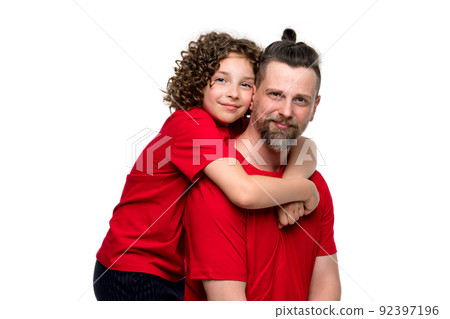 Family portrait dad and daughter 92397196