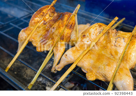 Top view of Chicken wings Skewers, focus selective Top view of Chicken wings Skewers, focus selective 92398443