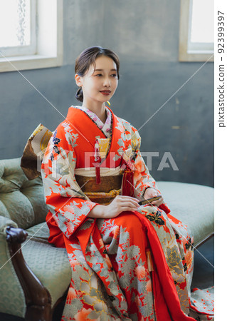 Red furisode large furisode wedding Red furisode large furisode wedding 92399397