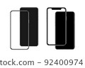 Smartphone mockups with blank screens on a white background. 92400974