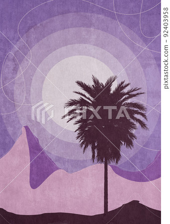 Palm trees silhouettes retro grunge design 92403958