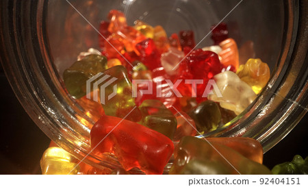 Macro view over colorful Gummi bears or jelly babies 92404151