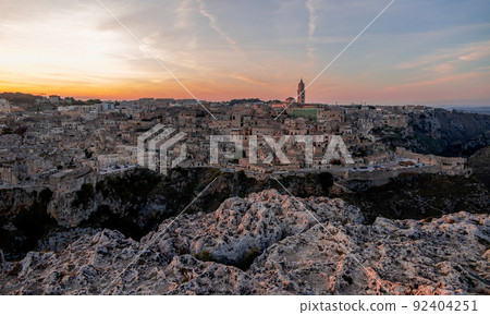 City of Matera Italy at sunset 92404251