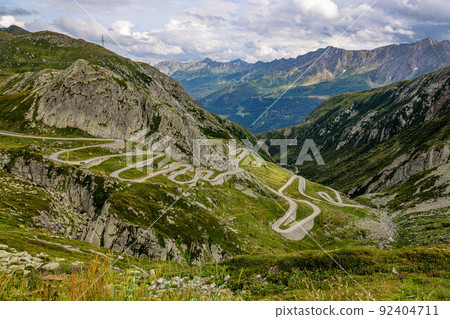 Gotthard Pass Street in Switzerland 92404711