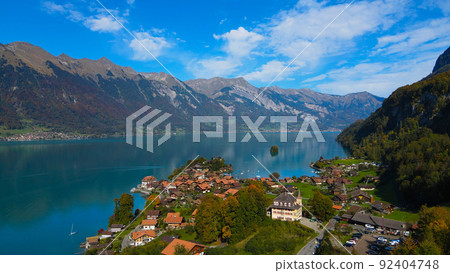 City of Iseltwald at Lake Brienz in Switzerland 92404748