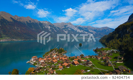City of Iseltwald at Lake Brienz in Switzerland 92404754