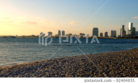 The skyline of Miami with Rickenbacker Causeway The skyline of Miami with Rickenbacker Causeway 92404835