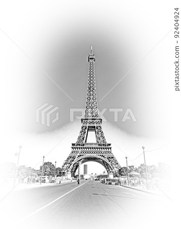 Famous Eiffel Tower in Paris on a sunny day Famous Eiffel Tower in Paris on a sunny day 92404924