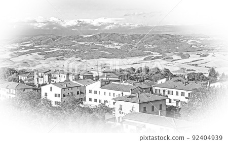 A beautiful village in Tuscany - travel illustration 92404939
