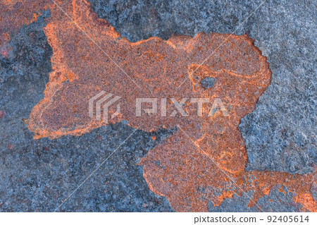 Rusty Old Metal Corrosion Stain Trace On Surface Blue Steel Texture Background 92405614