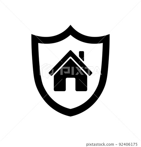 Home with shield icon. House security symbol. 92406175