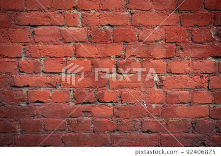Empty brick red wall. background of a old brick house. Empty brick red wall. background of a old brick house. 92406875