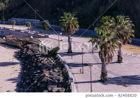 Embankment and the beach of the Portuguese city of Sines Embankment and the beach of the Portuguese city of Sines 92408820