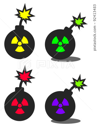 危險炸彈在保險絲上爆炸的插圖 92413483