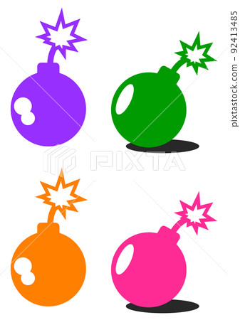 Illustration of a dangerous bomb exploding on a fuse Illustration of a dangerous bomb exploding on a fuse 92413485