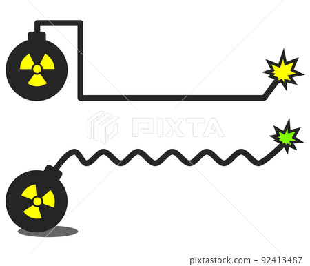 Illustration of a dangerous bomb exploding on a fuse 92413487