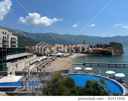 Swimming pool near Avala hotel in Budva. Montenegro Swimming pool near Avala hotel in Budva. Montenegro 92417800