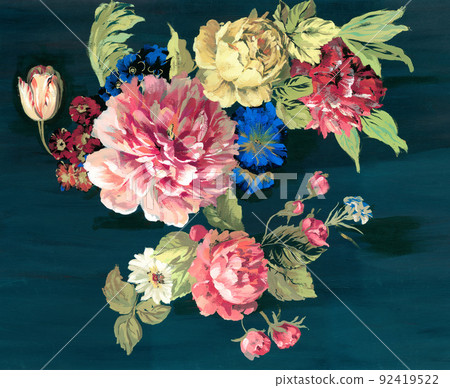  Colorful floral material combinations and design elements 92419522