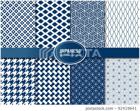 藍色日本模式模式集 92419641