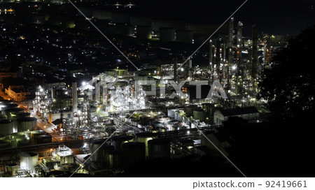 Night view of ENEOS Wakayama refinery, taken from the mountain on the north side Night view of ENEOS Wakayama refinery, taken from the mountain on the north side 92419661