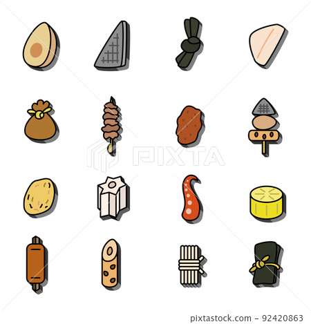 Three-dimensional mini oden icon set 92420863