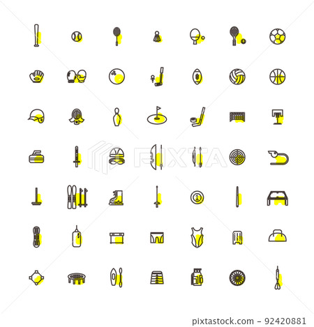 Outline accented sporting goods icon set 92420881