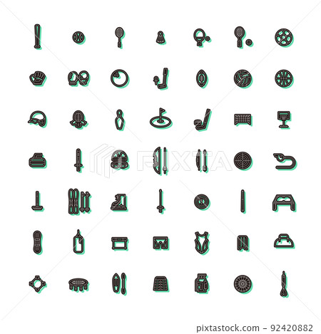 Color shadow sporting goods icon set 92420882