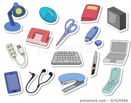 Sticker-style business supplies icon set (no background) Sticker-style business supplies icon set (no background) 92420886