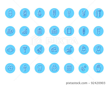 浮雕式迷你醫療圖標集（淺藍色） 92420903