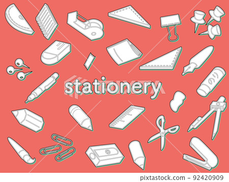 Color shadow stationery icon set Color shadow stationery icon set 92420909