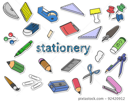 Sticker-style stationery icon set (without background) 92420912