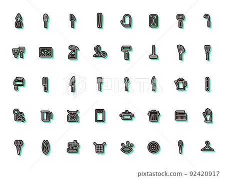 彩色陰影日常用品圖標集 92420917