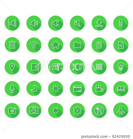 長陰影線繪圖圖標集 No1（綠色） 92420930