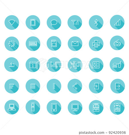 Long shadow line drawing icon set No2 (light blue) 92420936