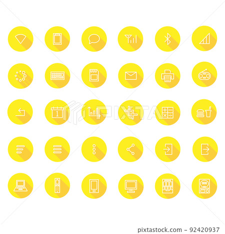 Long shadow line drawing icon set No2 (yellow) - Stock Illustration ...