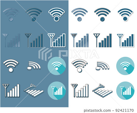 Radio communication Internet Wi-Fi icon blue set Radio communication Internet Wi-Fi icon blue set 92421170