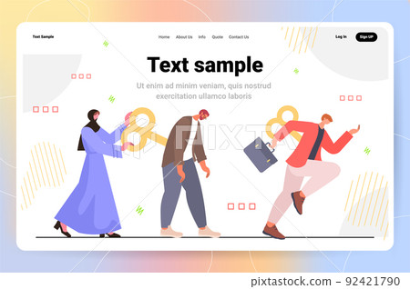 businesswoman turning wind-up key of employee with winder on back motivate fatigue person horizontal 92421790